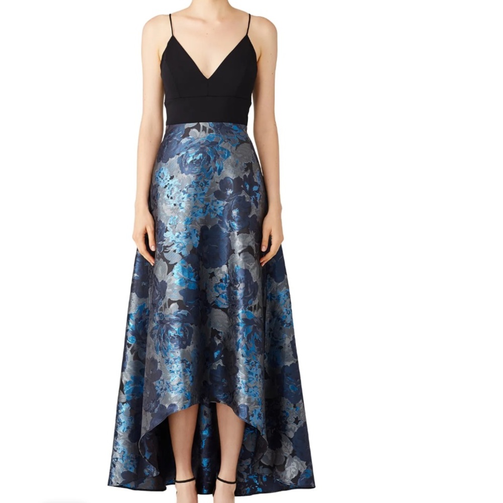 Badgley Mischka Blue Floral Gown